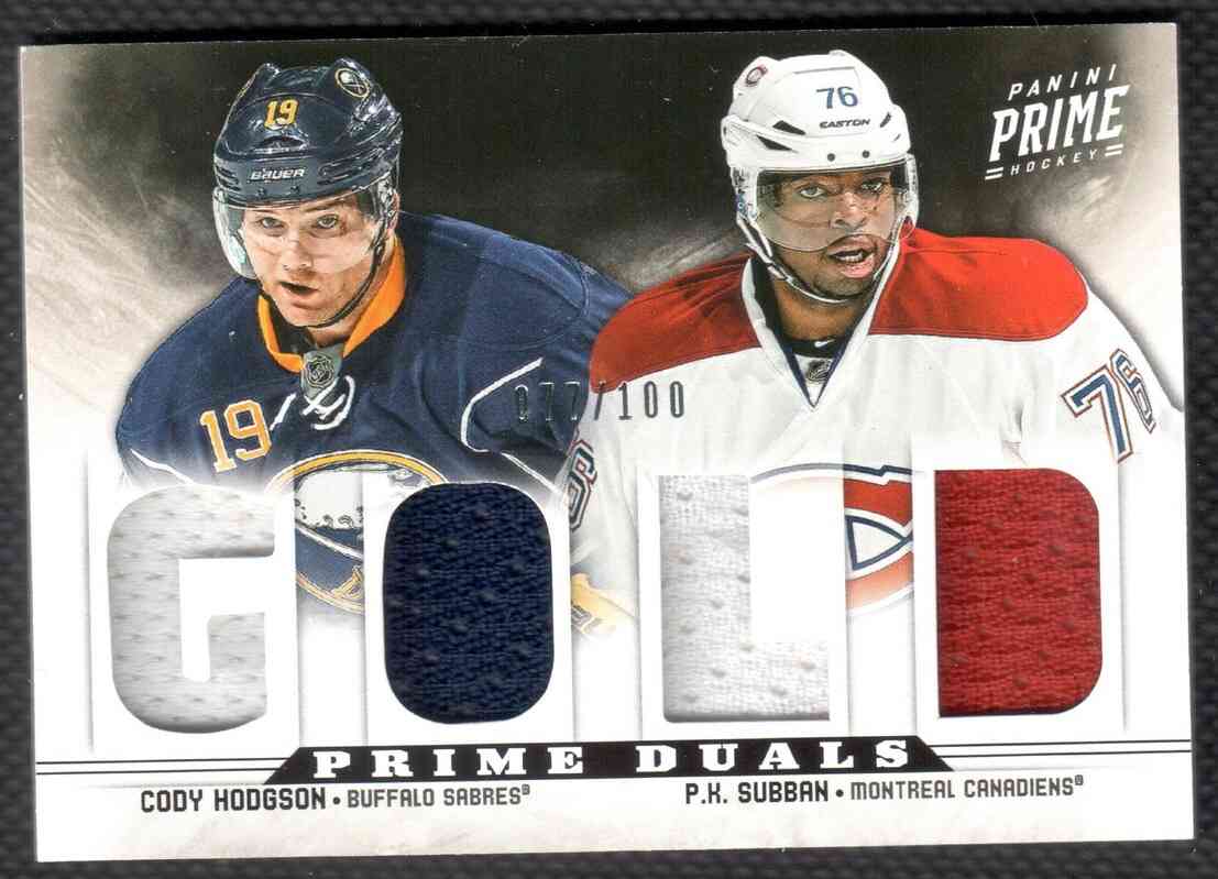 2012/13 Gold Prime Duals Cody Hodgson / P.K. Subban #13 077/100