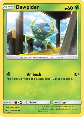 Pokémon Burning Shadows 14/147 Dewpider