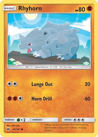 Pokémon Burning Shadows 65/147 Rhyhorn