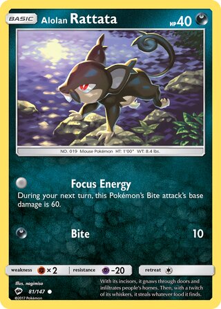 Pokémon Burning Shadows 81/147 Alolan Rattata