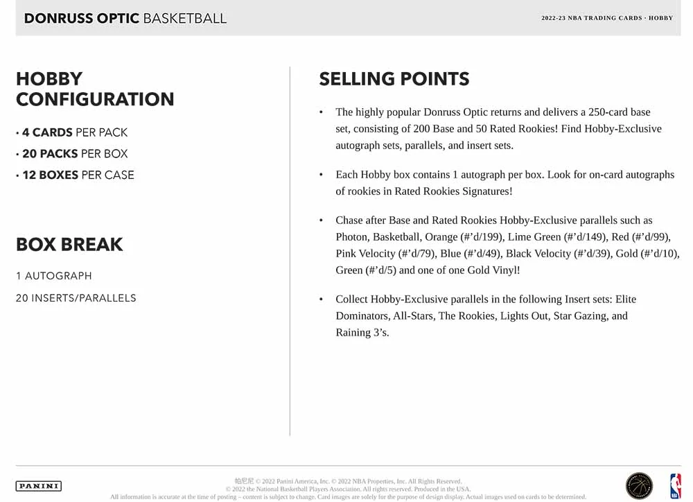 2022/23 Panini Donruss Optic Basketball Hobby