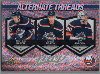 2023/24 Alternate Threads Matthew Barzal/Adam Pelech/Ilya Sorokin #AT-14